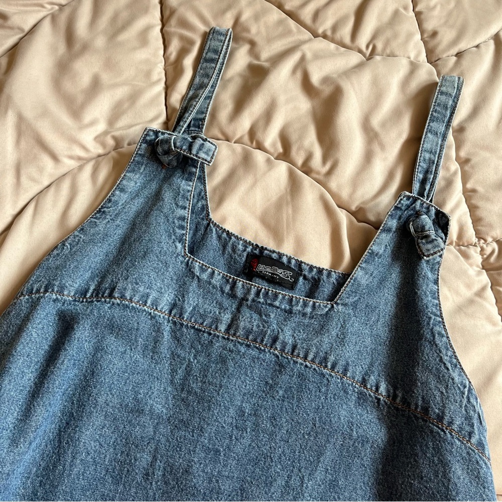 La-Bass Germany NWOT Oversized Knot Strap Denim Dress With Adjustable Knot Hem